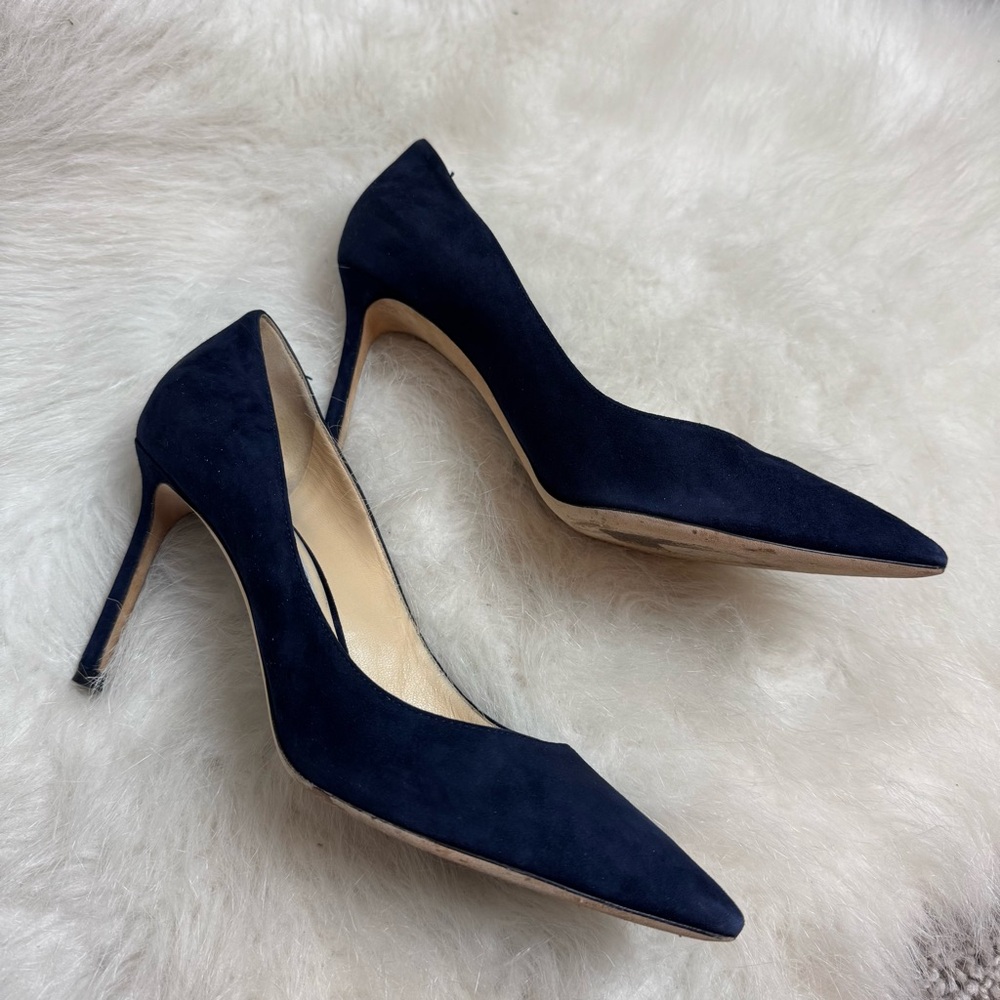 Jimmy Choo Navy Suede Romy 85 - Picture 4 of 10